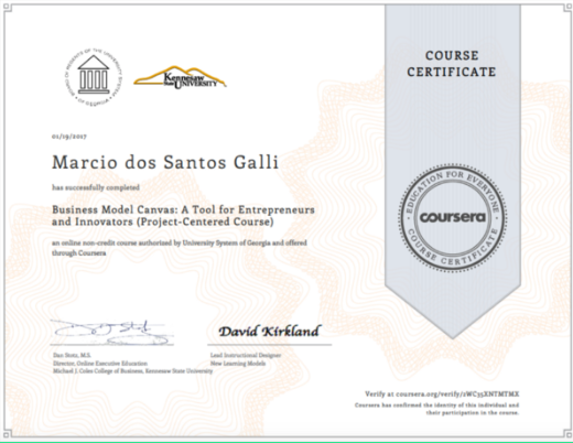 Marcio's canvas certification
