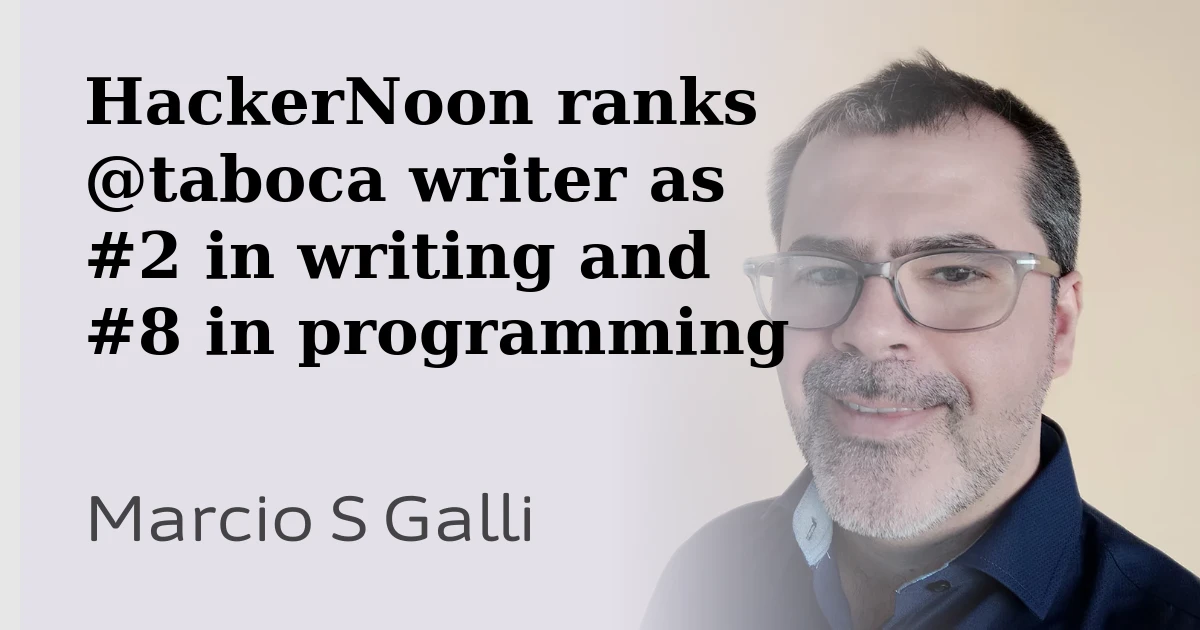 HackerNoon ranks @taboca writer as #2 in writing and #8 in programming